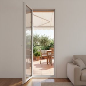 Porte-fenêtre PVC 1 vantail – ouverture à la française dans un décore