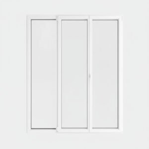 Porte-fenêtre PVC 2 vantaux + 1 fixe – ouverture à la française