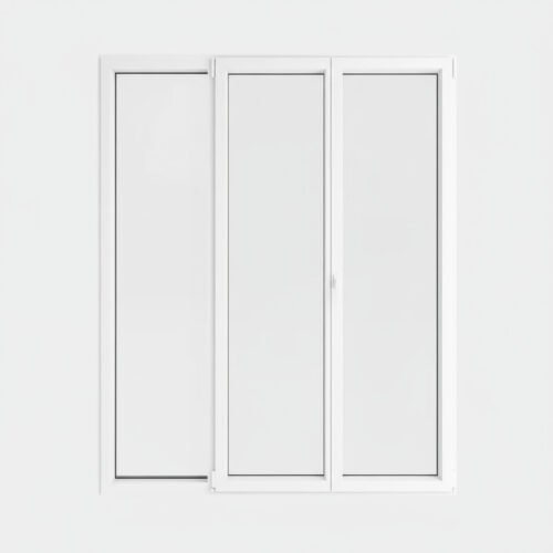 Porte-fenêtre PVC 2 vantaux + 1 fixe – ouverture à la française
