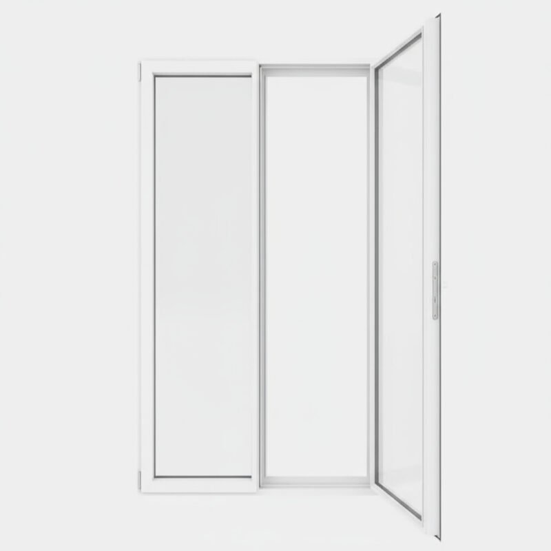 Porte-fenêtre PVC 2 vantaux – ouverture à la française ouverte