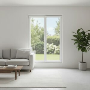 Porte-fenêtre PVC 2 vantaux – ouverture oscillo-battante dans un décore