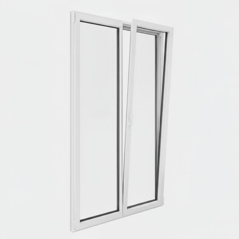 Porte-fenêtre PVC 2 vantaux – ouverture oscillo-battante ouverte