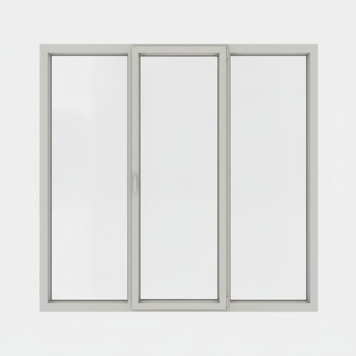 Porte-fenêtre alu 1 vantail + 2 fixes – ouverture à la française