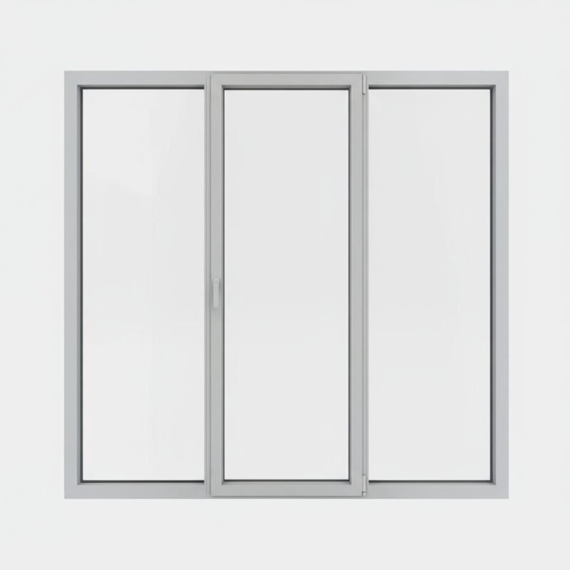 Porte-fenêtre alu 1 vantail + 2 fixes – ouverture oscillo-battante final