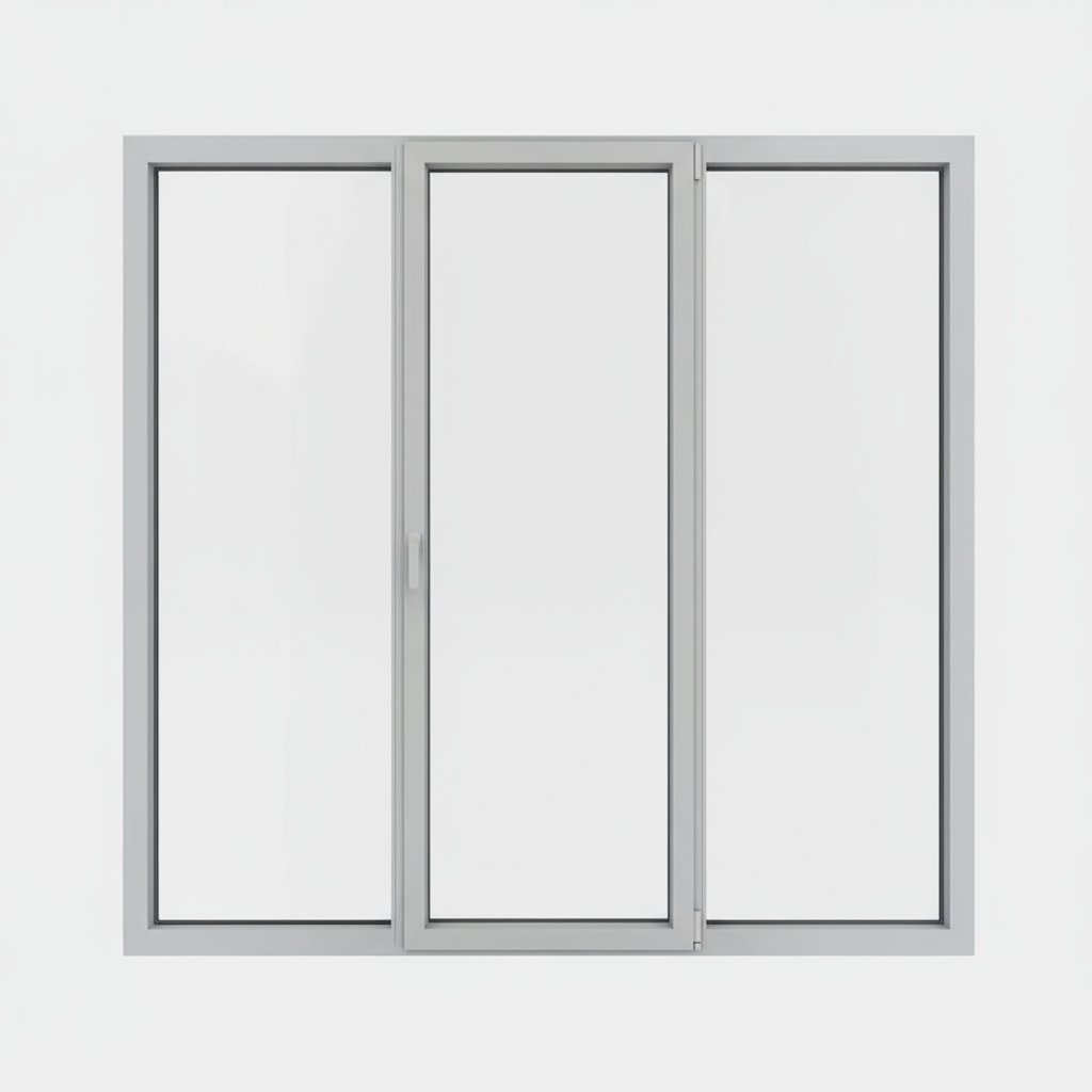 Porte-fenêtre alu 1 vantail + 2 fixes – ouverture oscillo-battante final