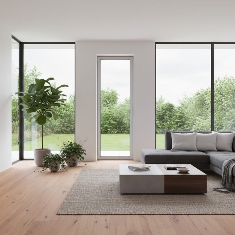 Porte-fenêtre alu 1 vantail – ouverture oscillo-battante dans un décore