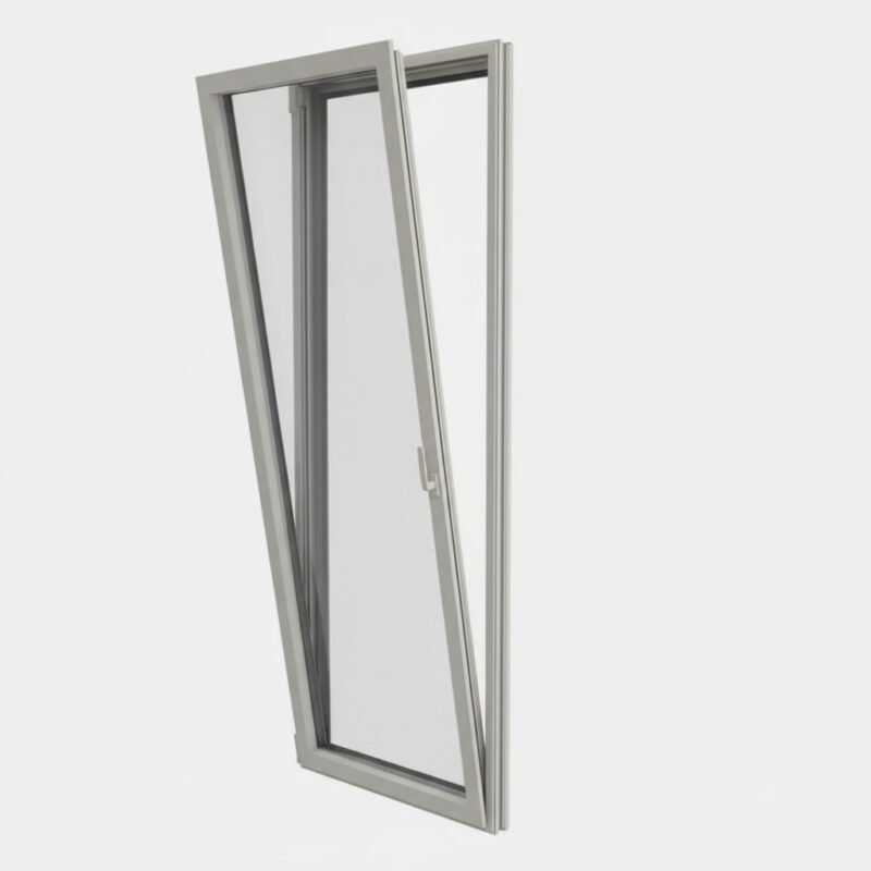 Porte-fenêtre alu 1 vantail – ouverture oscillo-battante ouverte