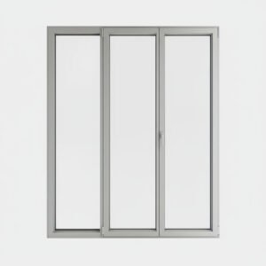 Porte-fenêtre alu 2 vantaux + 1 fixe – ouverture oscillo-battante
