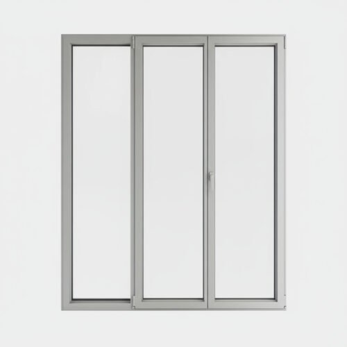 Porte-fenêtre alu 2 vantaux + 1 fixe – ouverture oscillo-battante