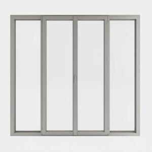 Porte-fenêtre alu 2 vantaux + 2 fixes – ouverture oscillo-battante