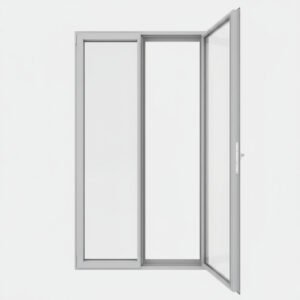 Porte-fenêtre alu 2 vantaux – ouverture à la française ouverte