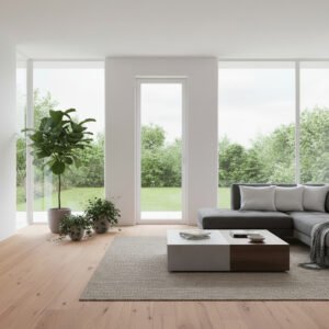 Porte-fenêtre pvc 1 vantail – ouverture oscillo-battante dans un décore