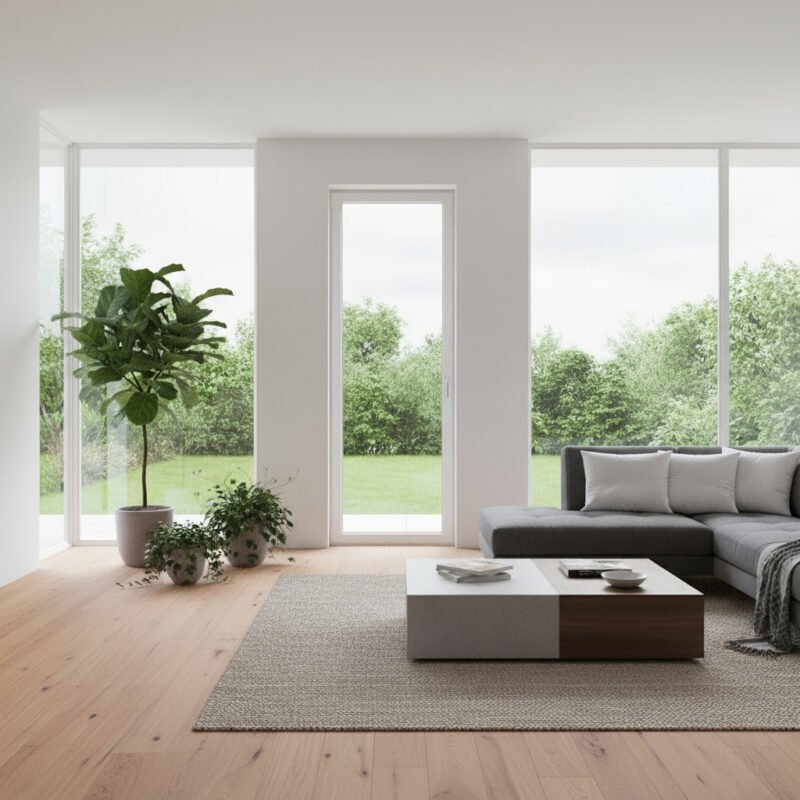 Porte-fenêtre pvc 1 vantail – ouverture oscillo-battante dans un décore