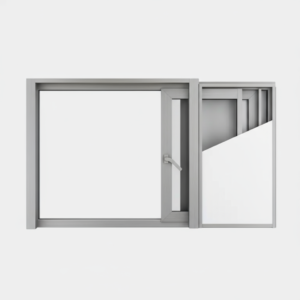 Fenêtre coulissante à galandage alu gamme Schüco ASS 39 SC 2 vantaux – 2 rails