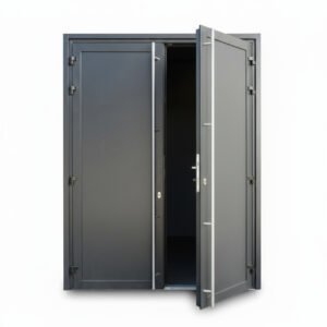 Porte d’entrée aluminium Schüco ADS 60 CH 2 vantaux pleins