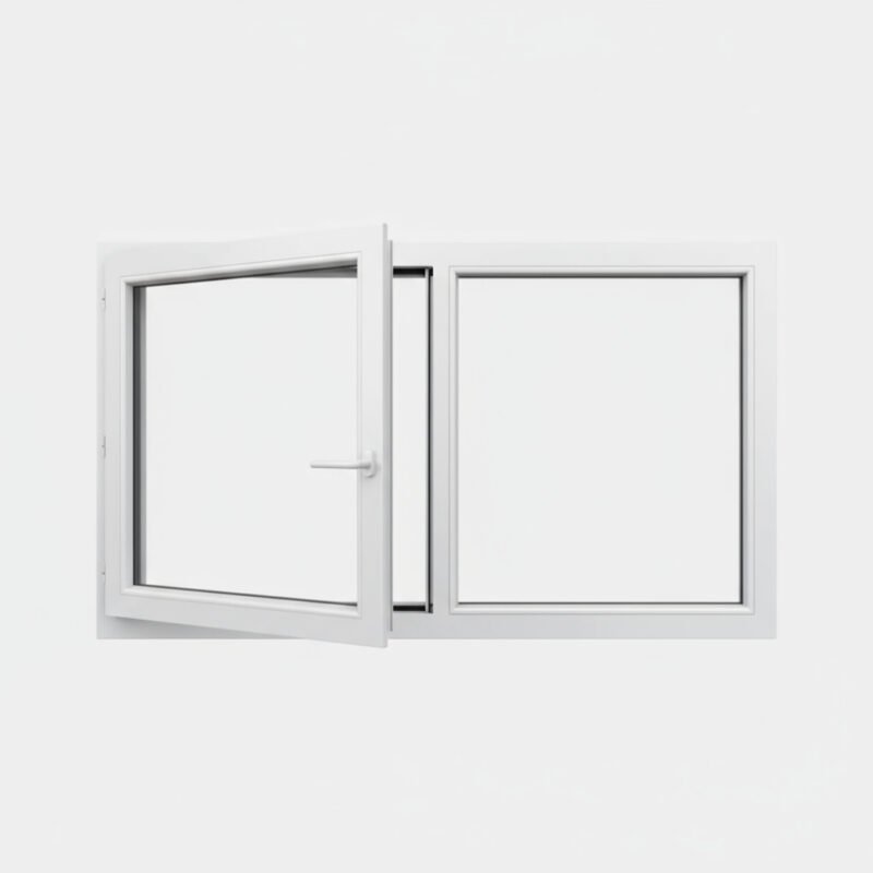 Fenêtre PVC 1 vantail + 1 fixe – ouverture à la française