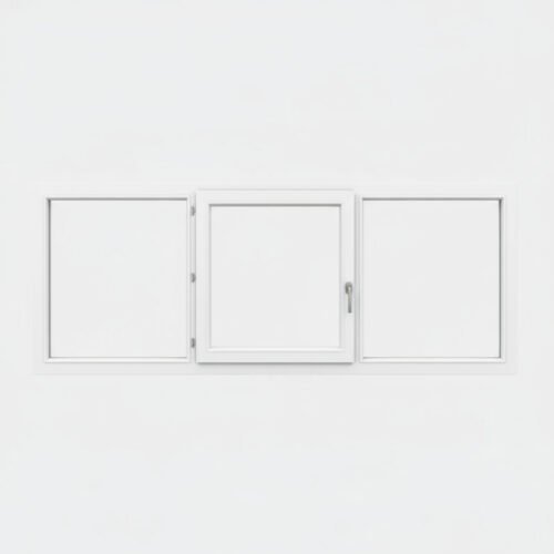 Fenêtre PVC 1 vantail + 2 fixes – ouverture à la française