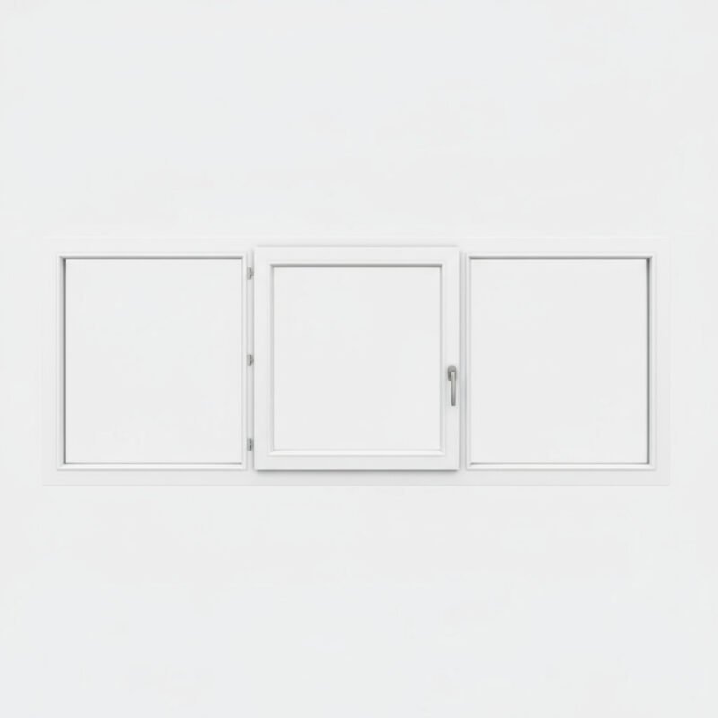 Fenêtre PVC 1 vantail + 2 fixes – ouverture à la française