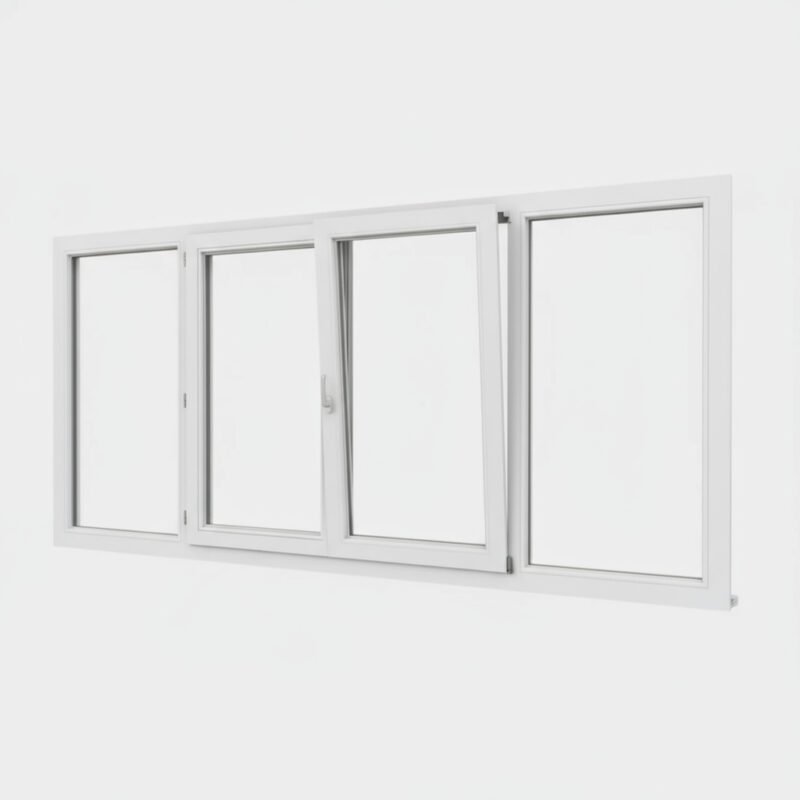 Fenêtre PVC 2 vantaux + 2 fixes – ouverture oscillo-battante Fenêtre PVC 2 vantaux + 2 fixes – ouverture oscillo-battante