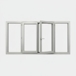 Fenêtre Aluminium 2 vantail + 2 fixes – ouverture à la française