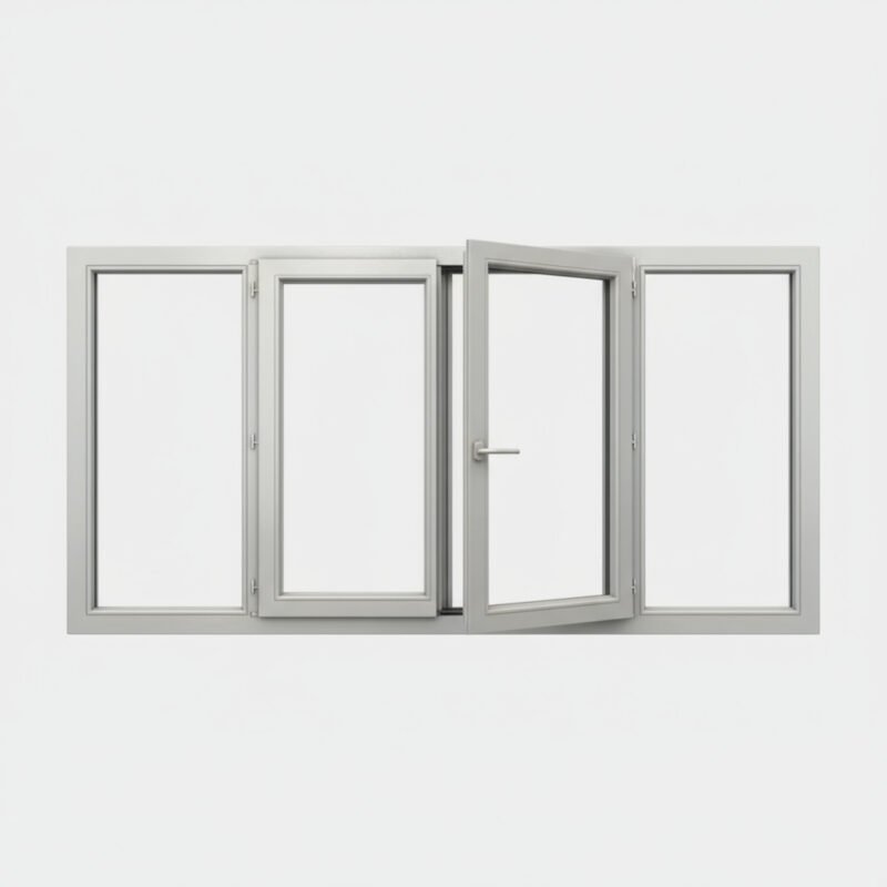Fenêtre Aluminium 2 vantail + 2 fixes – ouverture à la française
