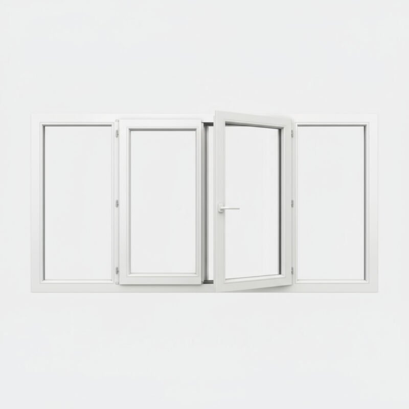 Fenêtre PVC 2 vantaux + 2 fixes – ouverture à la française
