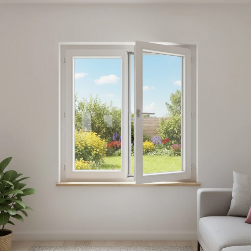 Fenêtre PVC 2 vantaux – ouverture à la française dans un décore