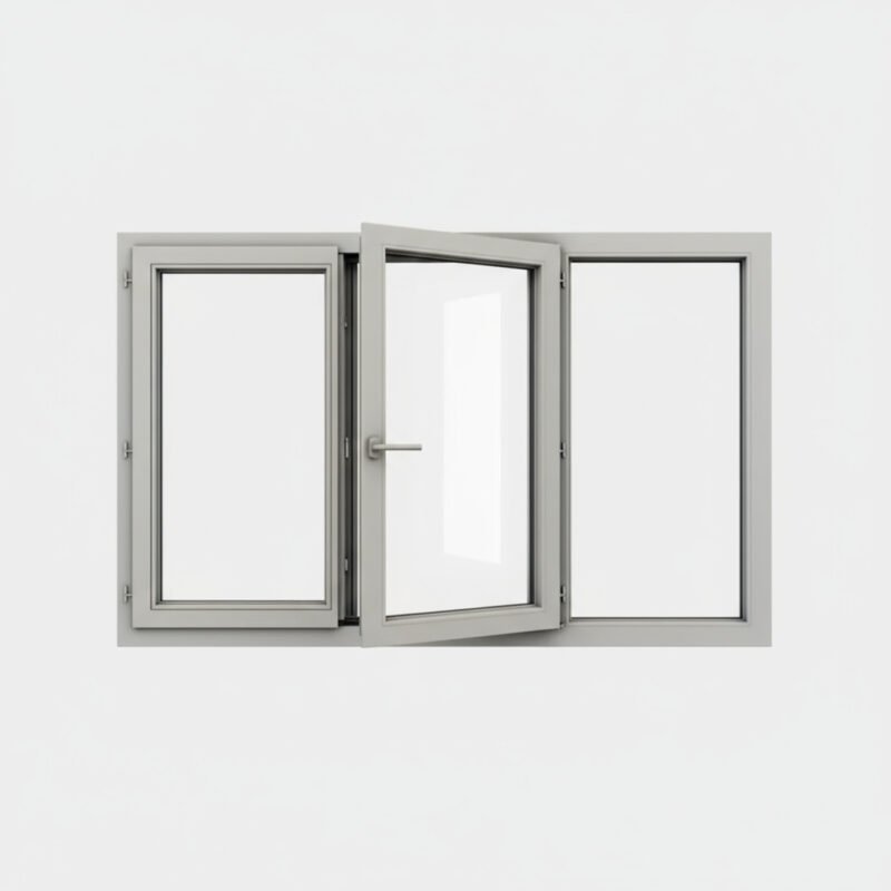 Fenêtre Aluminium 2 vantaux + 1 fixe – ouverture à la française