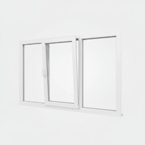 Fenêtre PVC 1 vantail + 2 fixes – ouverture oscillo-battante