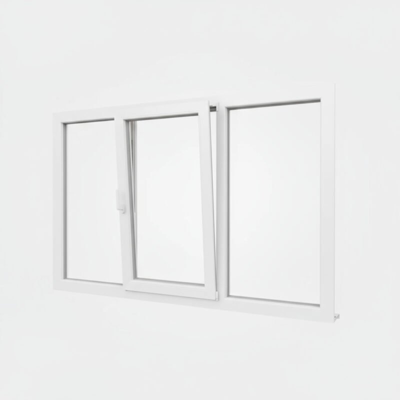Fenêtre PVC 1 vantail + 2 fixes – ouverture oscillo-battante