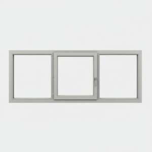 Fenêtre Aluminium 1 vantail + 2 fixes – ouverture à la française