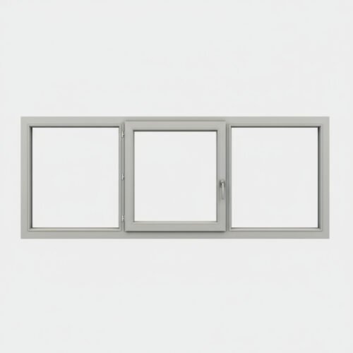 Fenêtre Aluminium 1 vantail + 2 fixes – ouverture à la française