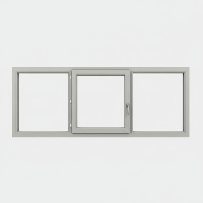 Fenêtre Aluminium 1 vantail + 2 fixes – ouverture à la française