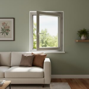 Fenêtre à la française 1 vantail aluminium avec un décore