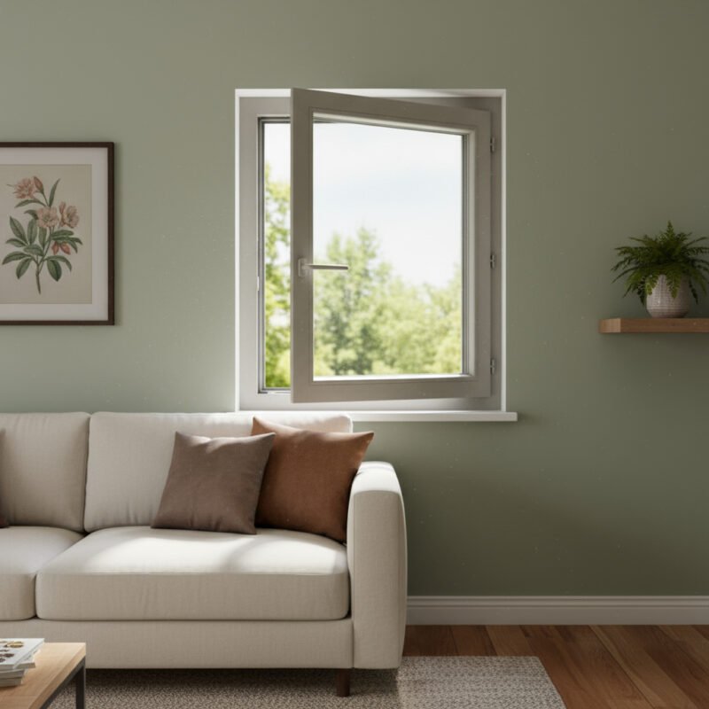 Fenêtre à la française 1 vantail aluminium avec un décore