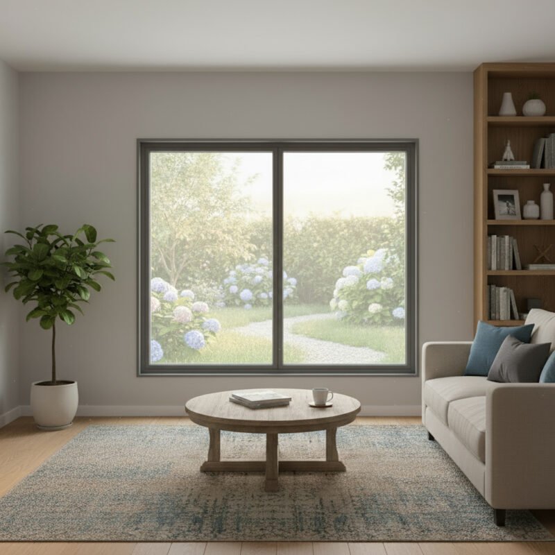 baie vitrée fixe 2 vantaux dans un décore