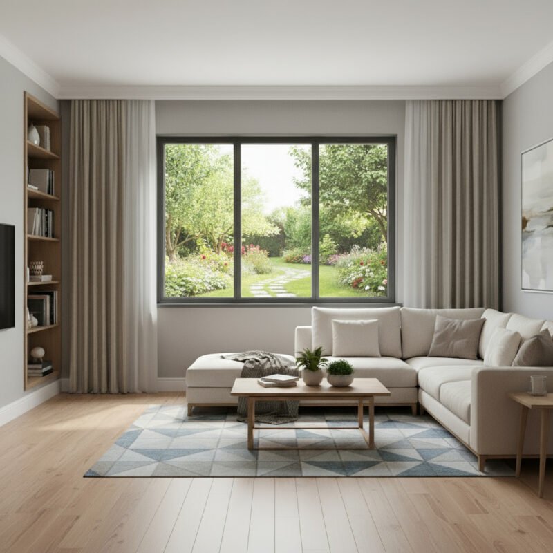 baie vitrée fixe 3 vantaux dans un décore