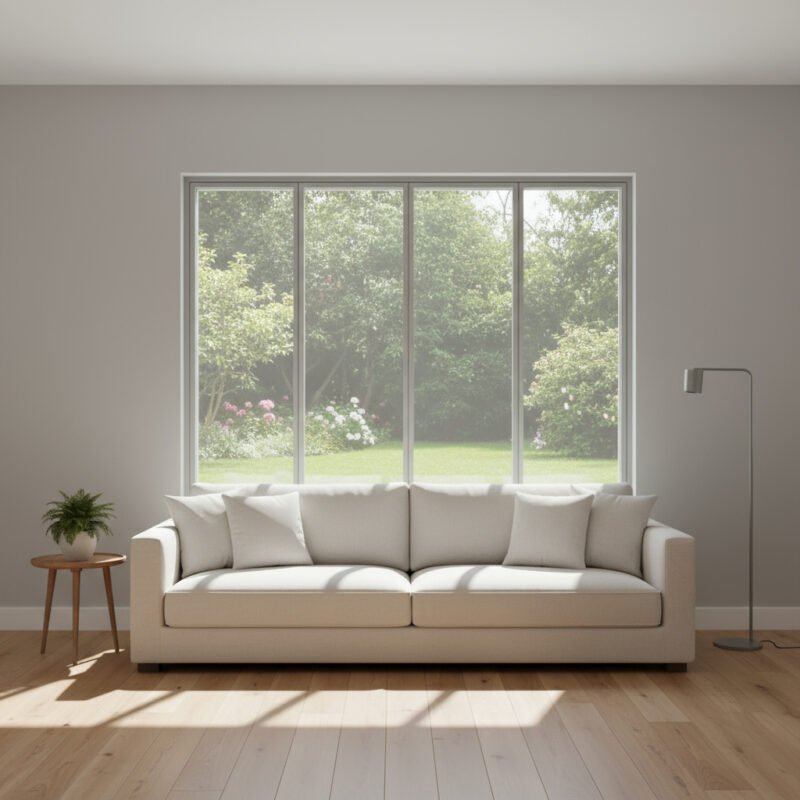 baie vitrée fixe 4 vantaux dans un décore