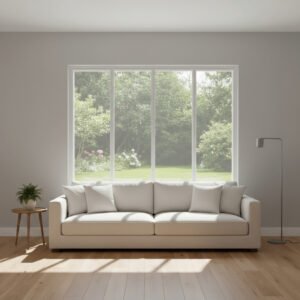 baie vitrée fixe 4 vantaux dans un décore pvc