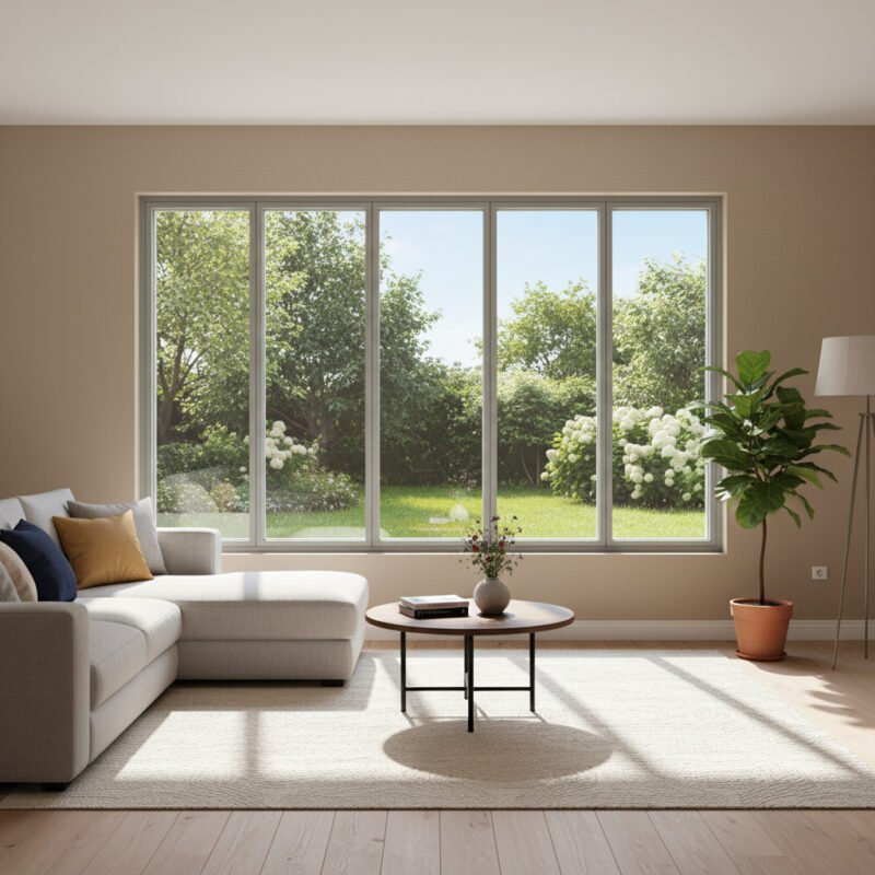 baie vitrée fixe 5 vantaux dans un décore