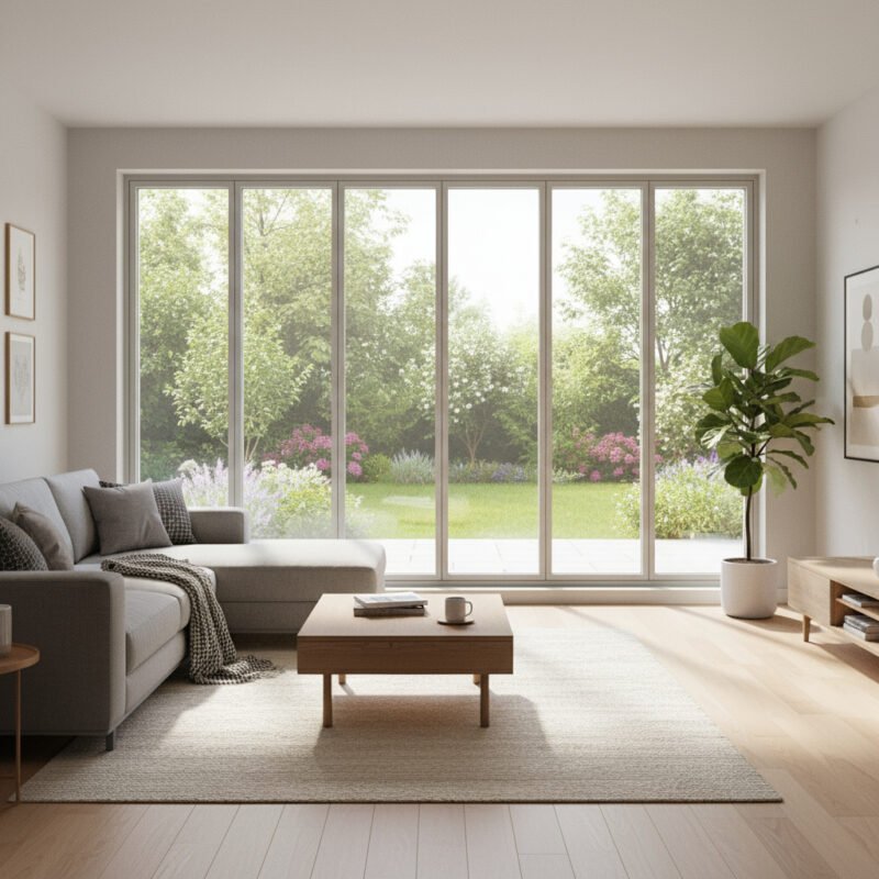 baie vitrée fixe 6 vantaux dans un décore