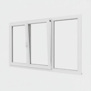 Fenêtre PVC 2 vantaux + 1 fixe – ouverture oscillo-battante Fenêtre PVC 2 vantaux + 1 fixe – ouverture oscillo-battante