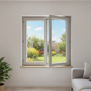 Fenêtre Aluminium 2 vantaux – ouverture à la française dans un décore