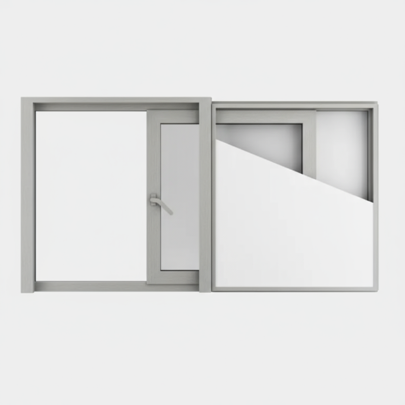 Fenêtre coulissante à galandage alu gamme 1 vantail - 1 rail ouverte