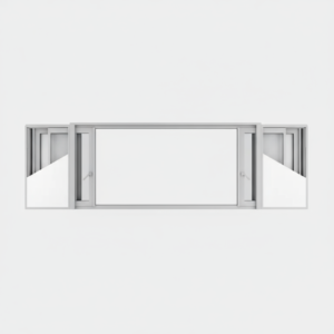 Fenêtre coulissante à galandage alu gamme 4 vantaux - 2 rails ouverte