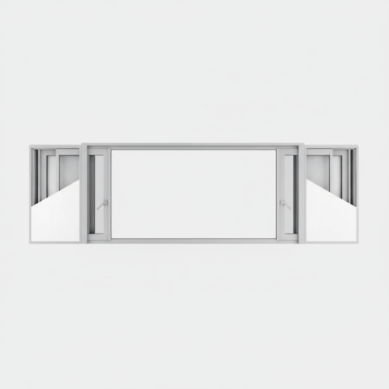 Fenêtre coulissante à galandage alu gamme 4 vantaux - 2 rails ouverte