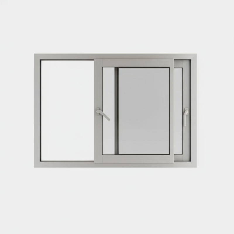 Fenêtre coulissante alu gamme 2 vantaux – 2 rails ouverte