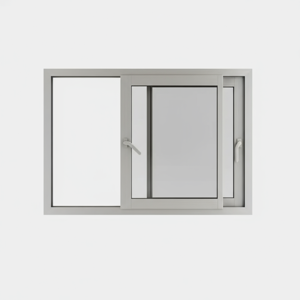 Fenêtre coulissante 2 vantaux en aluminium, Schüco ASS 41 SC