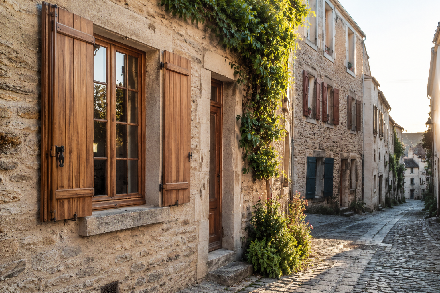Maison patrimoniale avec fenêtres mixtes bois-alu acceptées par les Architectes des Bâtiments de France