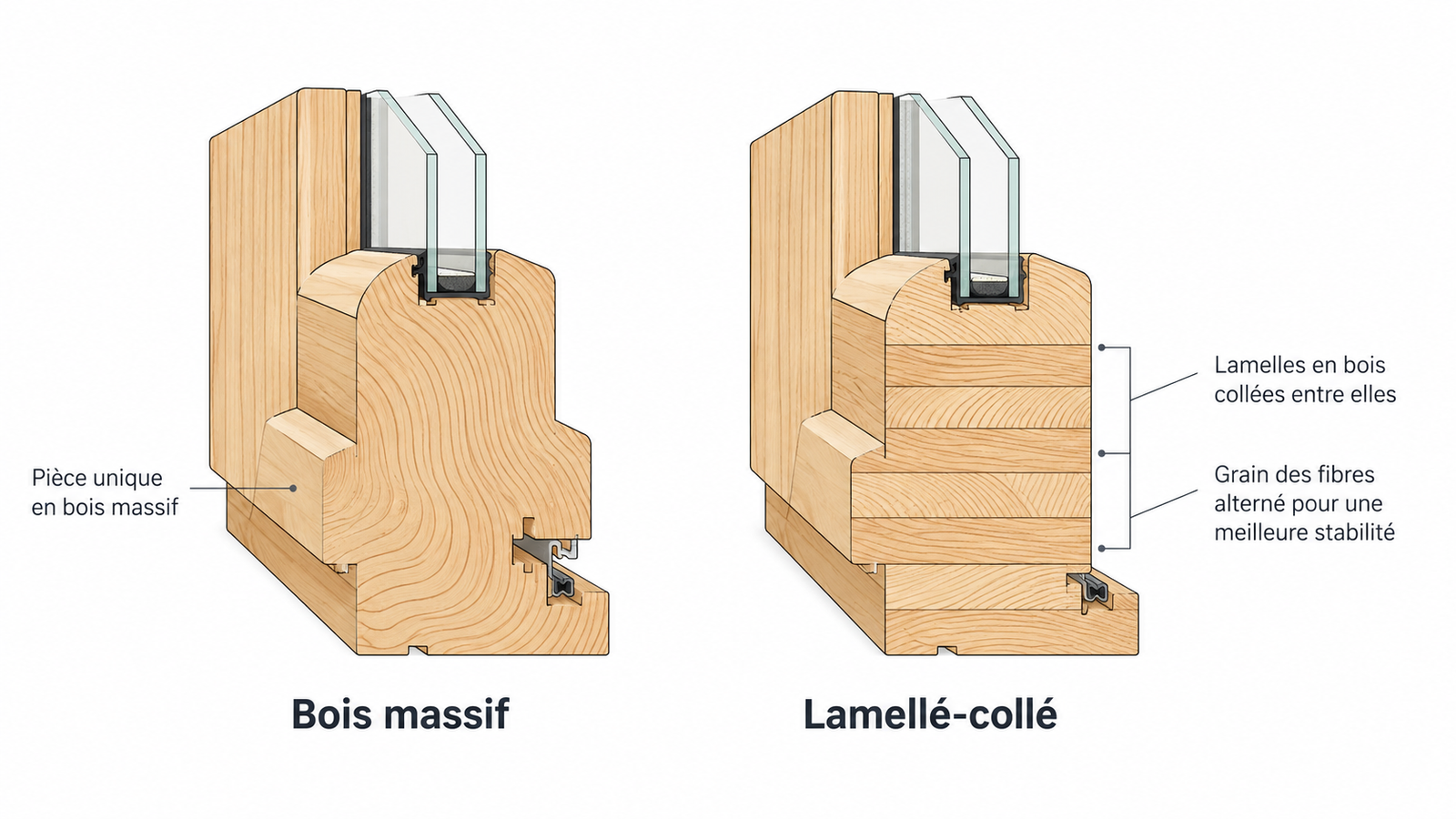 Comparaison entre bois massif et bois lamellé-collé pour menuiserie fenêtre